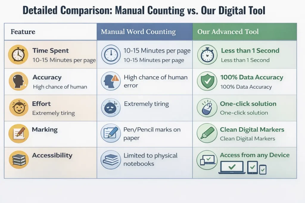 Detailed Comparison Manual Counting vs Our Digital Tool