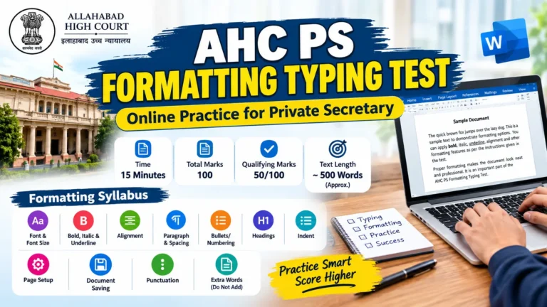 AHC PS Formatting Typing Test – Online Practice for Private Secretary