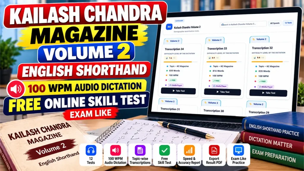 Kailash Chandra Magazine Volumes 2 Dictation with Free Online Skill Test