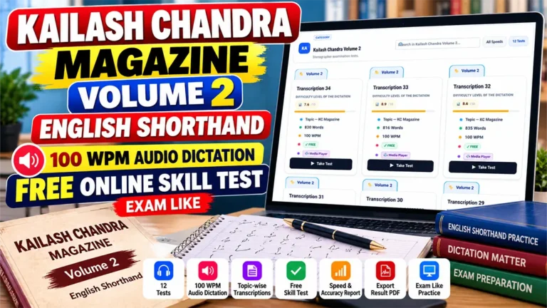 Kailash Chandra Magazine Volumes 2 Dictation with Free Online Skill Test